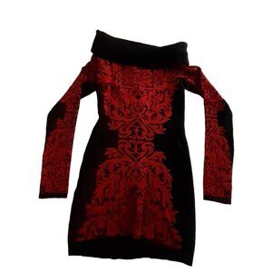 INC Bodycon Dress Sweater Knit Cowl Neck Figure Hugging XS Holiday Sparkle Bling